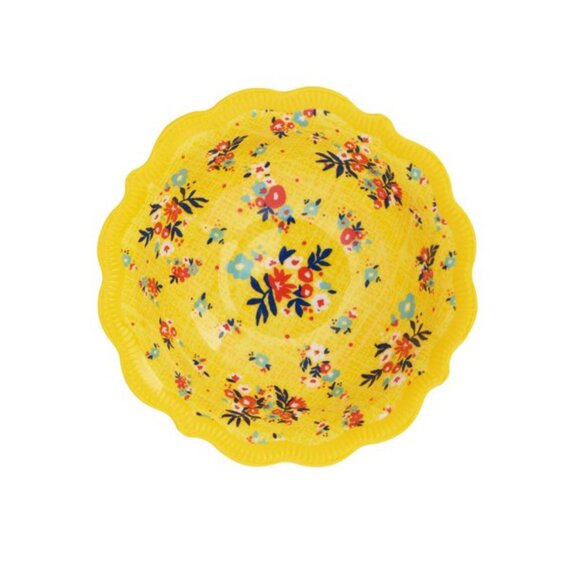 Lot of 4 Pioneer Woman Melamine Dip Bowl Vintage Ditsy Yellow 5.35in 11oz New - Picture 2 of 6